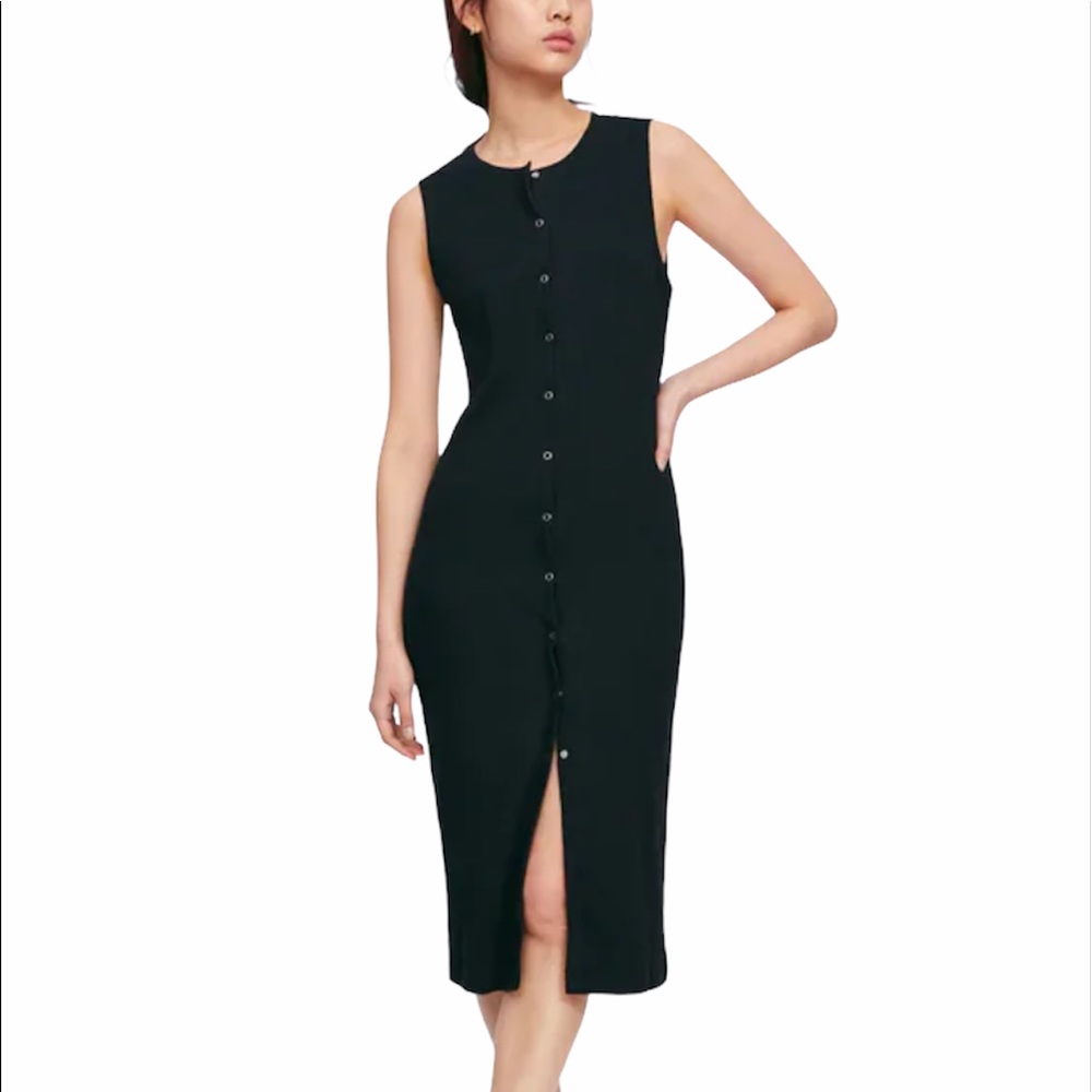 Zara Ribbed Button Up Midi Dress